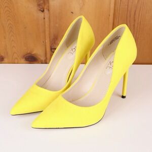 Rouge Helium Neon Yellow Pointed Toe Stiletto Pumps Heels Size 8.5